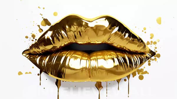 Female lips white gold pop art