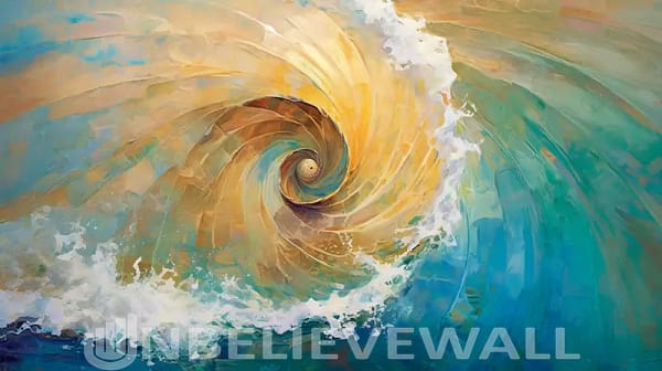 Spiral in water blue gold painting v2
