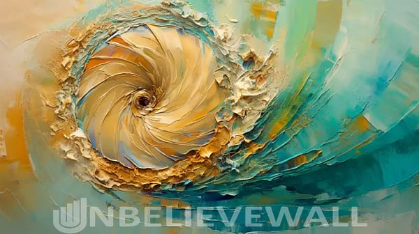 Spiral in water blue gold painting v4