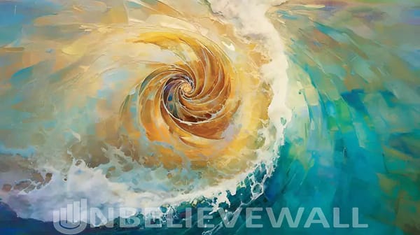 Spiral in water blue gold painting v6