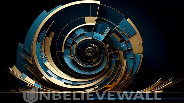 Spirals blue gold black 3d v3