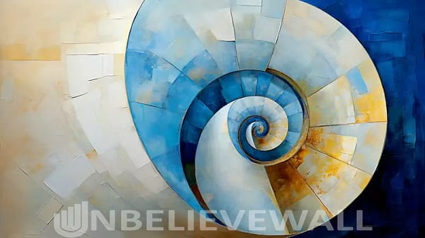 Mosaic spiral blue gold painting v4