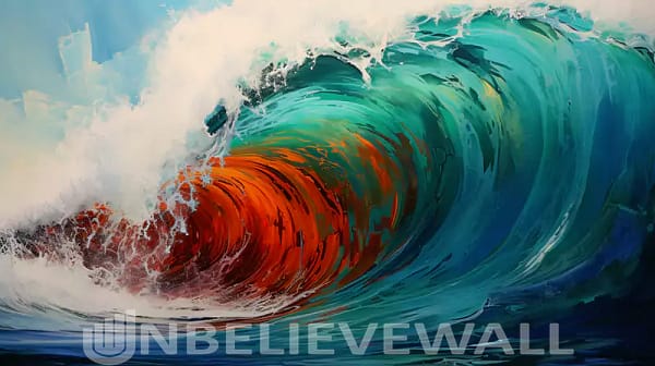 Big wave blue red painting