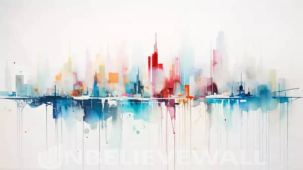 City skyline colorful dripping colors v1