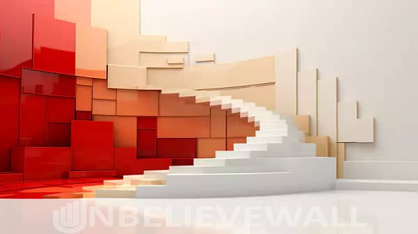 Perspective abstract shapes red gold white 3d v1