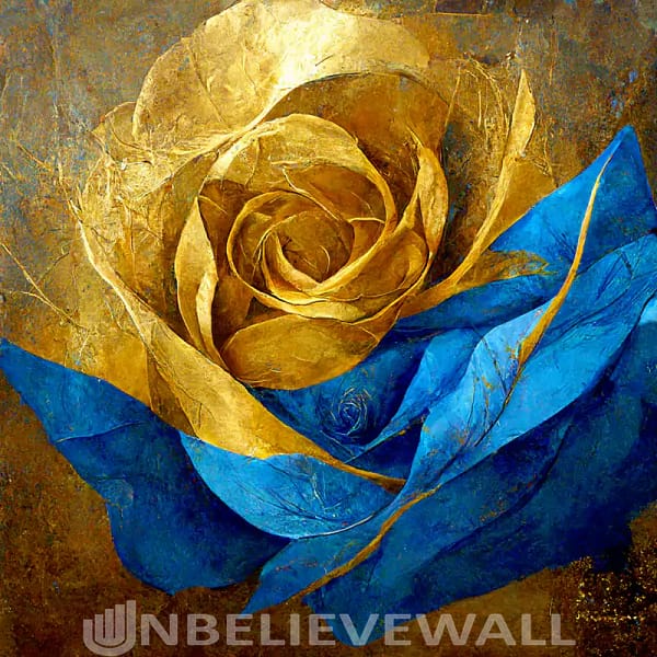 Abstract rose blue gold v1