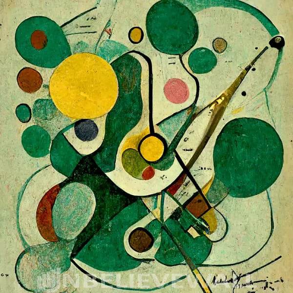 Geometric composition green gold pastel