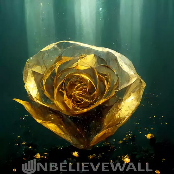 Single golden rose green gold abstract